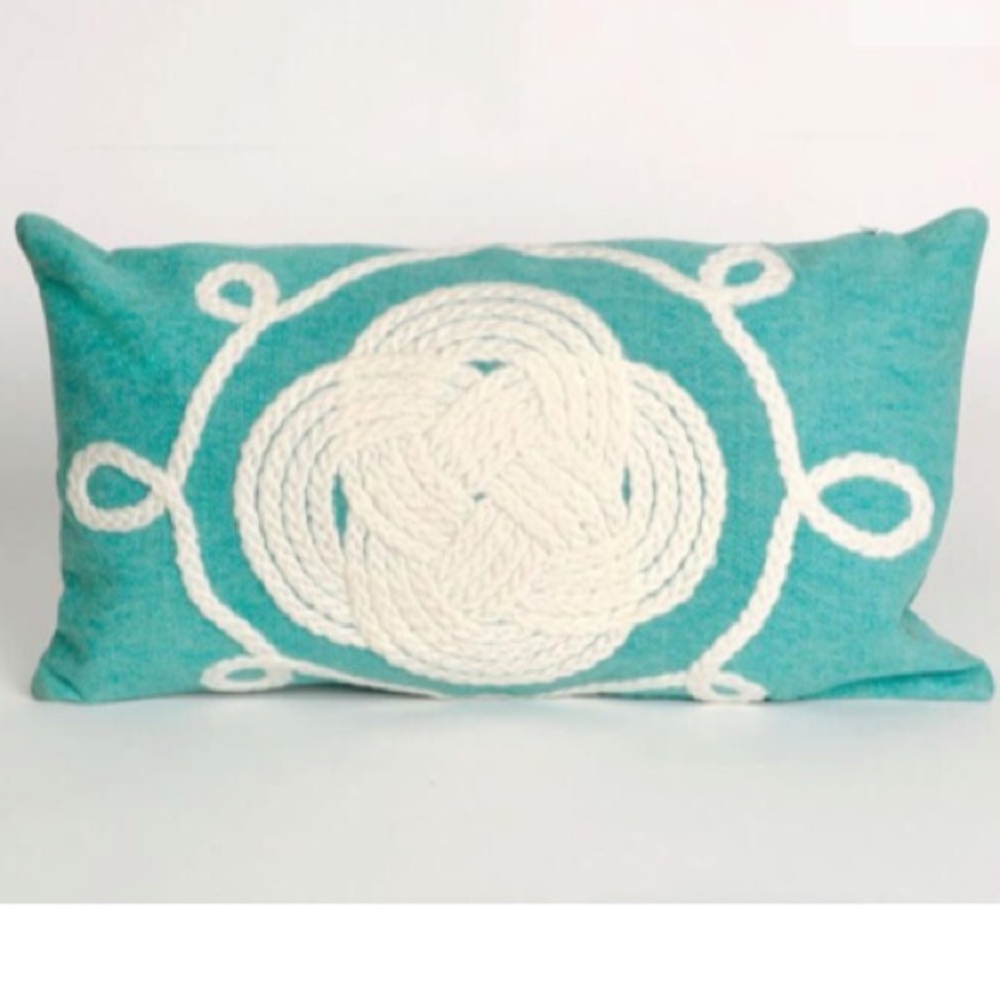 New without tags Teal  White Decorative indoor/outdoor Pillow 12” x 20”.